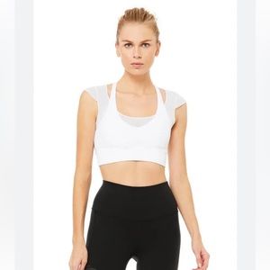 Alo Yoga Joyful Layered Sports Bra with Mesh Overlay. Size Small